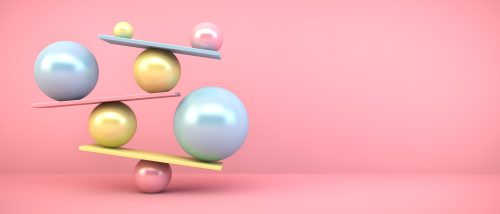 colorful balancing spheres 3d rendering